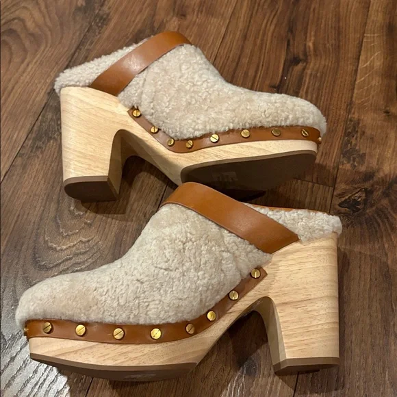 Veronica Beard Shearling and Leather Mules - Picture 9 of 10